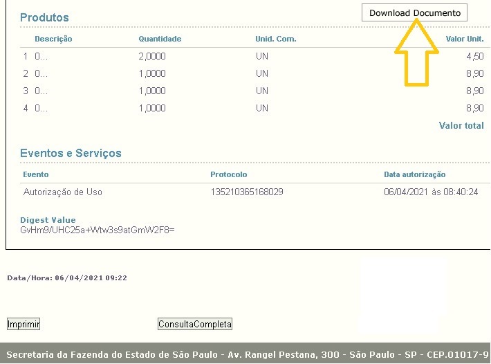 clique no botao Download do Documento para fazer o download